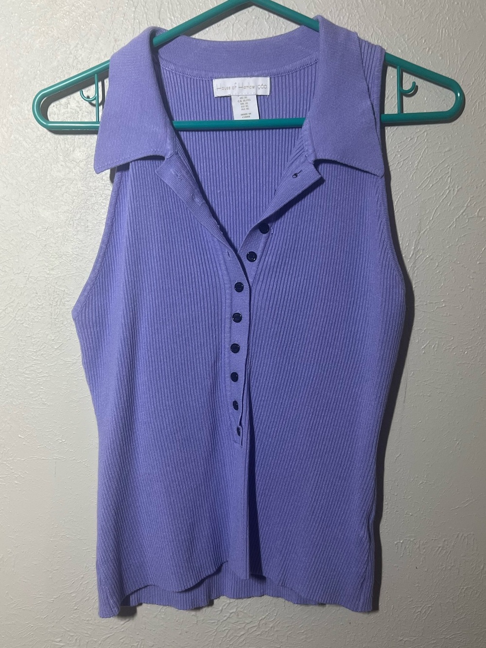 House of Harlow 1960 Lavender Ribbed Sleeveless Polo Tank size XL